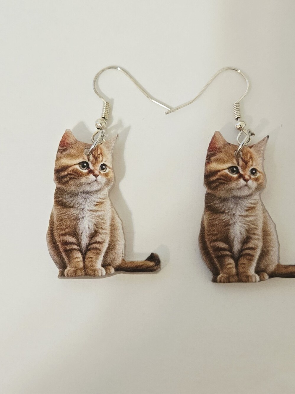 Pretty Orange Cat Tabby Kitten Dangle Earrings - Picture 12 of 16